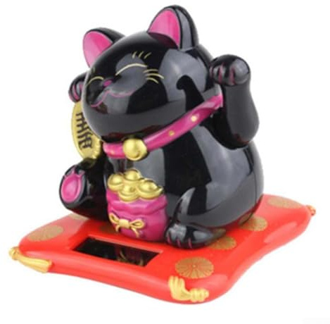 HavenDomicile Ching - Figura ecológica de gato oscilante, perfecta como un artículo decorativo único en casa (bolsa de la suerte negra)