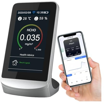 Rilevatore di gas, Trasmissione dati del sensore del misuratore di monitoraggio della qualità aria DM72B all'APP TUYA Rilevatore in tempo reale PM2.5 Gas CO2 di formaldeide per casa e camper