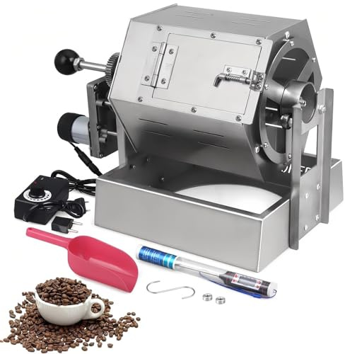 Commercial Home Coffee Roaster Machine with Adjustable Speed, Gas Burner and Electric Beans Roasting, Peanut Roller Baker for Fresh Roasting