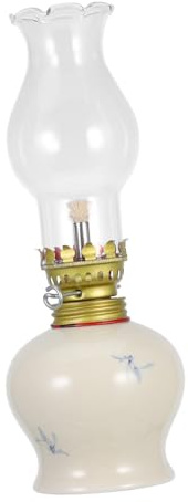 Yardenfun Sturmlaterne aus Keramik Petroleumlampe für Innenbereich Öllampenglas für Tischdekoration und Notbeleuchtung Öllampenschirm für Vintage-atmosphäre