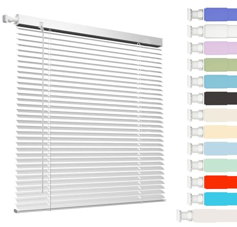 Jalousien Aluminium für Fenster Innen Ohne Bohren Breite 25 bis 165 cm Sichtschutz Wärmedämmung Sonnenschutz Vorhänge Alu Jalousien(Silver)
