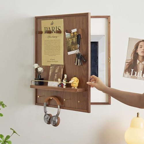 Vibeo Cache Compteur Electrique Cache Décoratif pour Coffret Électrique avec Crochets et Étagère, Cache-Compteur en Bois Dissimulé, Panneau de Rangement pour Boîte à Fusibles(Style A,18x22in/45x55cm)