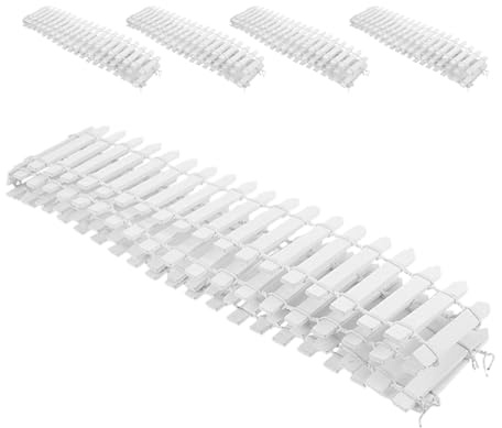 Veemoon 5Pcs White Miniature Wood Picket Fence for Fairy Garden, Mini Landscape Ornaments and Dollhouse Decorative Micro Fence for Garden and Desktop Display