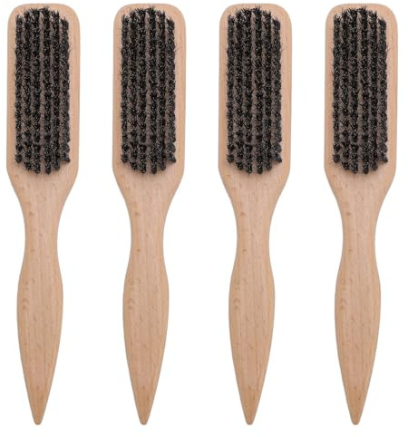 LjwZekyrnt 4 cepillos para Barba, Mango ergonómico de Madera, barbería, Cepillo para Barrer el Cabello, Bigote, para Aseo de Hombres