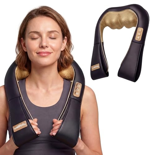 Masseur Dos et Cervicales Shiatsu - Appareil de Massage Électrique Cou et Nuque, Massage Profond pour Soulager les Douleurs et Tensions Musculaires, Usage Maison, Cadeau Femme Homme - Wellfinity
