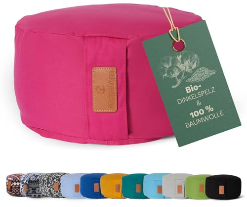 #DoYourYoga rundes Yogabolster 30cm x 15cm | Waschbarer Bezug |gefüllt mit Bio-Dinkelspelz (KBA) oder Bio-Buchweizenschalen (KBA) | Yoga Kissen für Yin Yoga & Meditation
