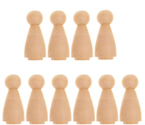 Healifty 10 Stück Holzkegel Holz Spielfiguren zum Bemalen Basteln Holzfiguren Dekoration Ornament
