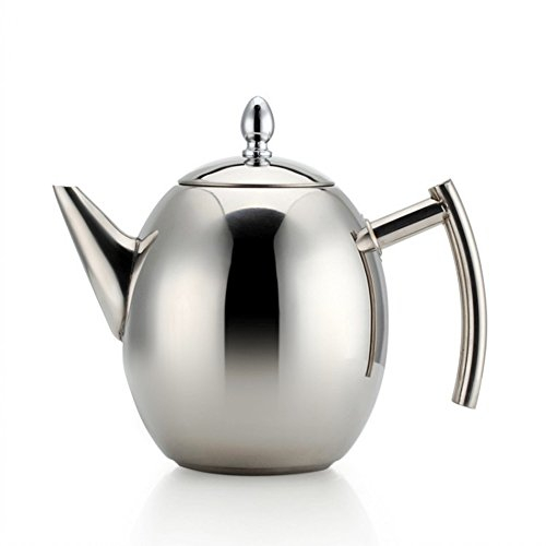 OnePine 1500ml/51oz Théière Bouilloire en, Acier Inoxydable Tea Pot Cafetière et Filtre (Argent)