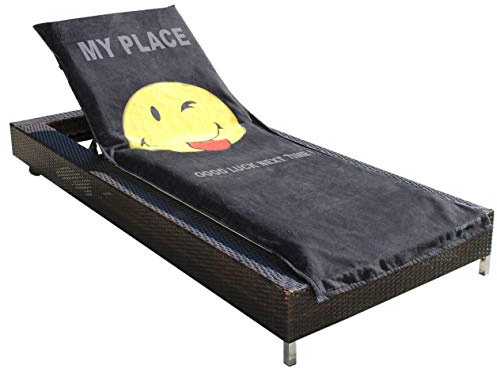 Brandsseller Skyddskåpa för solstol i frotté strand 100% bomull ca 75 x 200 cm färg: Smiley-goodluck