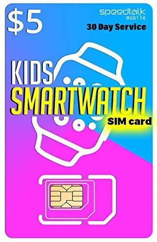SpeedTalk Mobile $5 Preloaded SIM Card Kit for Kids Smart Watch GPS & Activity Tracking | 3 in 1 Simcard - Standard, Micro, Nano | Children GSM 5G 4G LTE Smartwatches Wearables | 30 Days Service Plan
