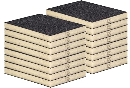 Schleifschwamm Schleifmatte I Körnung K120 16er Set MITTEL I DIY, Handschleifer für verschiedene Materialien geeignet I weiches anpassungsfähiges Schleifmittel, Schleifklotz, Schleifblock