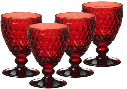 Villeroy & Boch Boston 4er Set Boston Coloured Kelch, Weißweinglas auf Fuß rot