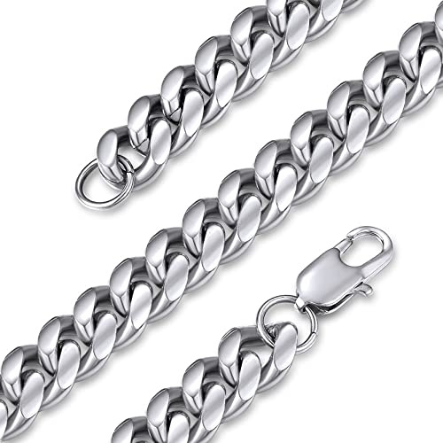 GoldChic Chaîne Acier Inoxydable Homme Gourmette Épaisse Garçon Collier Garçon Maille Cubain, Bojoux Hip Hop- [Argenté] 51 cm- Gift Anniversaire Saint Valentin Noël