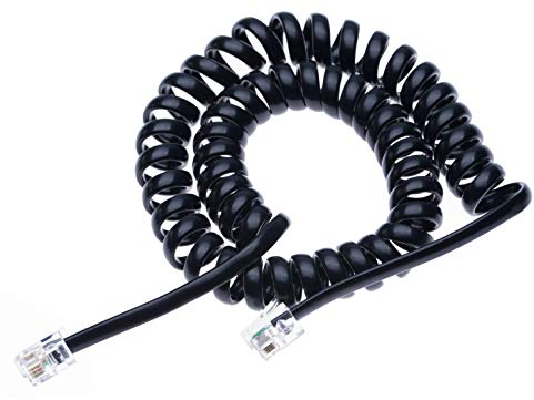 Keple RJ10 Telefon Telefonkabel Blei geschweift Gefederter Spiral-Hörerdraht 5 Meter Kompatibel mit Festnetz Telefone AT&T, Cisco, NEC, ROLM, ITT, TI (Schwarz)