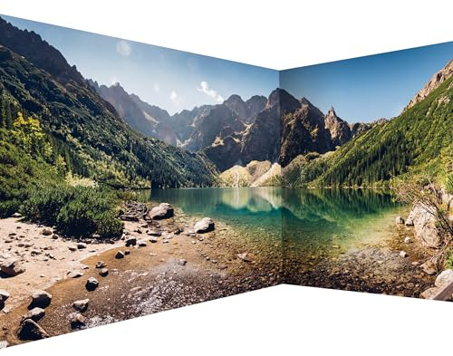 murando Photo Wallpaper Landscape 550x250 cm / 216 x 98 | Non-Woven Premium Corner Art Print Fleece Wall Mural Decoration Poster Picture Design Wallpaper Modern, Lake Mountain Forest