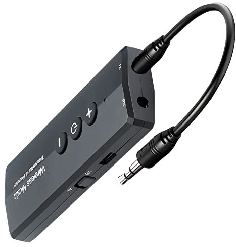 Adaptador Transmisor Receptor Bluetooth Emisor - Bluetooth 5.0 Emisor de Audio 3 en 1 Jack 3.5mm para TV, Coche, Portátil, PC, Auriculares, Altavoces, Radio. Transmite Sonido Inalámbrico