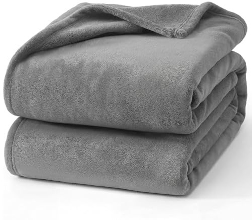 Hansleep Fleece Blanket Twin Size Grey, Soft Cozy Twin Blanket, Fuzzy Flannel Blanket for Bed, Sofa, Couch, Travel, Camping, 60 x 80 Inches