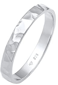 Elli Ring Damen Band Basic Fein Gehämmert Trend 925 Silber