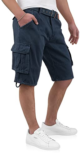 Indicode Kjeld Herren Cargoshorts mit 6 Taschen inkl. Stoffgürtel aus 100% Baumwolle | Kurze Hose Bermuda Sommer Herrenshorts Short Men Pants Cargohose kurz Sommerhose für Männer