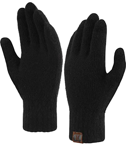 ZASFOU Damen Winter Touchscreen Handschuhe für kaltes Wetter, warmes recyceltes Garn Texting Elastische Manschette Handschuhe mit Fleece gefüttert