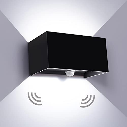 Kingwei 20W LED Wandleuchte, Aussenlampe mit Bewegungsmelder, Außenleuchte IP65 Wasserdicht Außen Wandlampe Schwarz mit Einstellbare Lichtstrahl Design, Aussenwandleuchte Kaltweiß