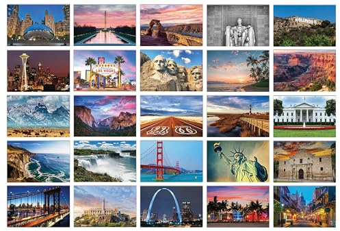 Better Office Products 50 Pack Travel Postcards, Famous US Landmarks and Historical Sites, High Gloss Photo Post Cards, 4 x 6 inch, 25 Amazing Photos of National Landmarks