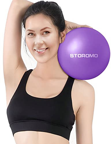 STOROMO Mini-Gymnastikball, Pilates-Ball, Barre-Ball, Bender Ball, Übungsball, klein, 22,9 cm, mit Schnellpumpe, für Zuhause und Fitnessstudio, verbessert das Gleichgewichts- und Rumpftraining (lila)