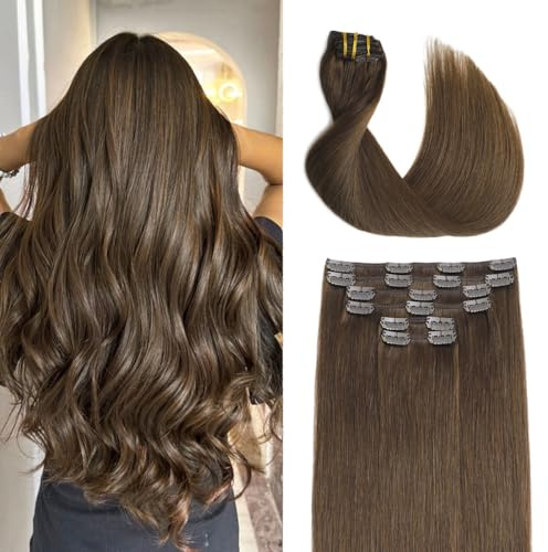 Sindra Echthaar Extensions Clip Haarextension Echthaar Braun 50cm