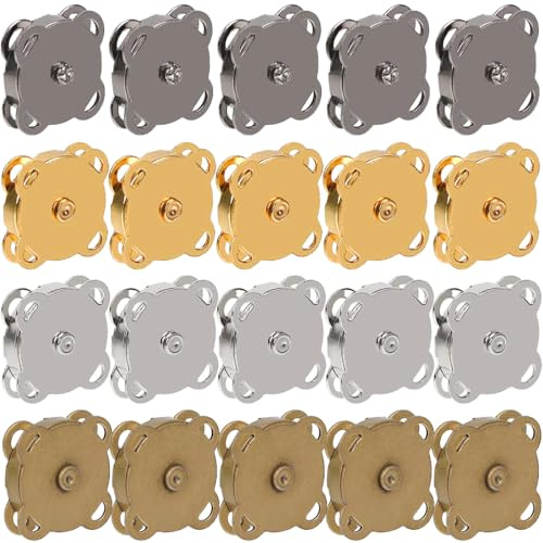 PLABBDPL 20 Pcs Botones Magnéticos Botones De Presión Magnéticos 4 Colores Botones Magnéticos para Costura Cierre Magnético Botones Redondos para Bolsos Ropa
