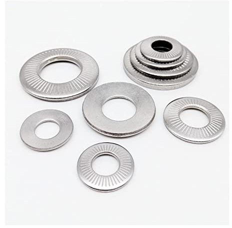 TULDYS Tellerfeder aus Edelstahl 304 gezackte Sicherungsscheibe gerändelte elastische Dichtung M3 M4 M5 M6 M8 M10 M12 M16 (Size : 50pcs M4)