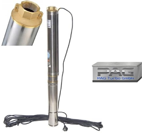 PAG Turbo GmbH® - 3 Tiefbrunnenpumpe sandverträglich 6000l/h - 750W - 6,2bar - Typ 3STM16