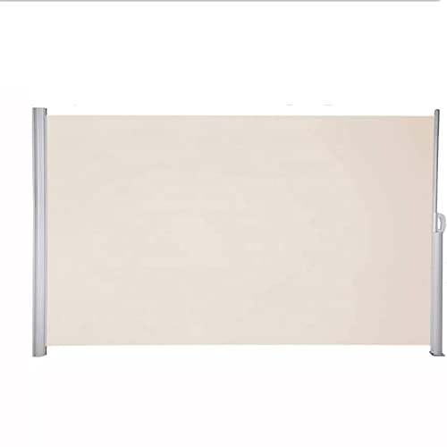 PRUJOY Einziehbare Terrassen-Seitenmarkise, Faltbarer Zaun, Terrassenschirm, wasserdichter Sonnenschutz, Windschutz, Sichtschutz, 160 x 300 cm (beige)