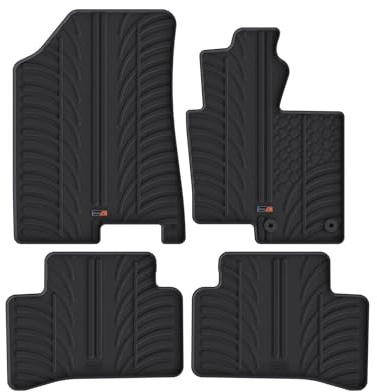 TRAVALL Rubber Car Mats (set of 4) compatible with Hyundai Tucson (2020-) Heavy Duty Floor Mats Moulded Premium Mats Easy Clean Black with Clips - Anti Slip All-Weather Protection