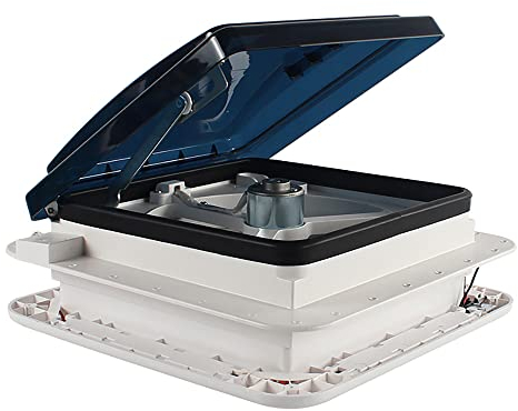 VonVVer Ventilador de techo RV 28 x 28 cm – Ventilador de techo con luz LED de ventilación para autocaravana 12 V techo de autocaravana Reversibler Extractor Ventilador de techo Cubierta Caravana