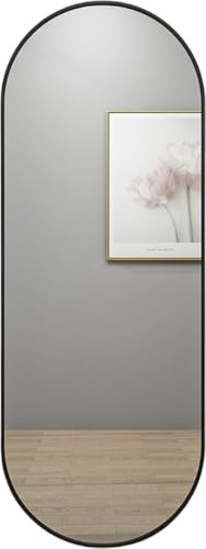 SensaHome Ovaler Wandspiegel - Minimalistisches Design - Wandmontage Spiegel mit Metallrahmen - Modern - Ankleidezimmer Spiegel - 50x160CM - Schwarz