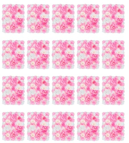 20 pezzi fai da te per pareti di fiori artificiali, decorazione da parete con fiori artificiali, decorazione da parete per la casa, il giardino, le feste (rosa + bianco)