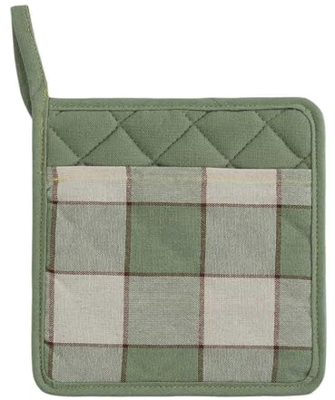 MyHome Country Langer Topflappen, Hitzebeständige Ofenhandschuhe, Ofenhandschuhe aus Baumwolle, Pfannendeckelhalter, Topflappen für die Küche, Baumwolle, 16x85 cm | Grün - 20x20 cm - Toskana