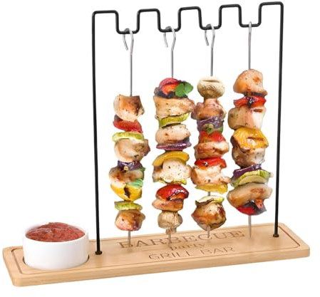 Nuyhadds Support à brochettes pour grill, brochettes de brochettes pour grillades | Support à kebab suspendu - Support de brochettes de Barbecue en acier inoxydable, support de brochettes suspendu