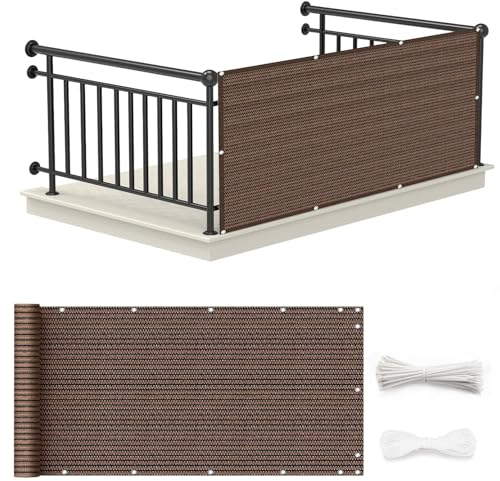 Balkon-Sichtschutz-Zaunabdeckung, 120 x 240 cm, Wind- und UV-Schutz für Deck, Hinterhof, Terrasse, Braun, Sichtschutzwände, maßgeschneidert für maximale Privatsphäre und Stil