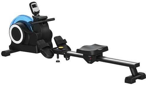 SPORTNOW Wasser-Rudergerät faltbares Rudergerät 6 Widerstandsstufen - 120 KG Gewichtskapazität LCD-Multifunktionsbildschirm Tablet-Halterung