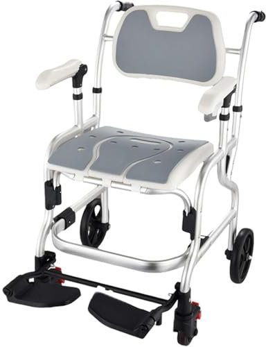 QJWM Klappbarer Dusch- Und Toilettenrollstuhl Duschstuhl Mit Rollen+Armlehnen Und Rückenlehne Duschrollstuhl Für Ältere Menschen Und Behinderte C