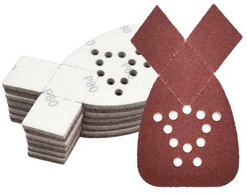 Lot de 50 souris triangulaires en papier abrasif 95 x 135 mm pour souris abrasives Black & Decker (grain 80)