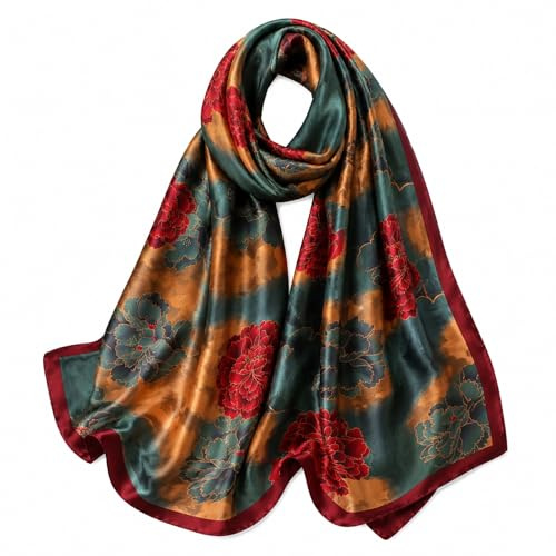 Fairygate stora sidenhalsdukar damer halsduk ädel sidenscarf hår stor lång halsduk halsdukar sidenhalsduk present för kvinnor, D82035, 33.5X70.5 Inch