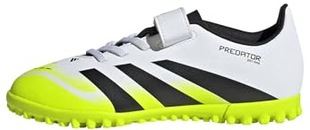 Adidas Unisex - Bambini Predator Club Hook-And-Loop Turf Football Boots Kids, Ftwr White/Core Black/Lucid Lemon, 34 EU
