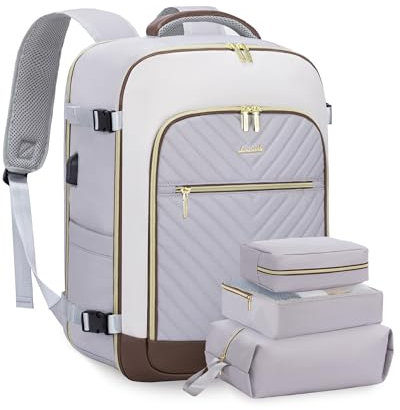 LOVEVOOK Travel Rucksack Bag for Women Large 17 inch Laptop Backpack Waterproof Hand Cabin Luggage Bag for Plane 40L Weekend Overnight Carry-ons for Ladies Maternity Hospital Bag