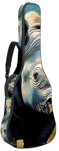 Bassgitarrentasche mit Nashornmuster 48, Tasche für Akustikgitarre, 101,6 cm, E-Gitarrenkoffer, wasserdichte Oxford-E-Gitarre, Gigbag für akustische Konzertgitarre, Ukulele, Nashorn-Muster,