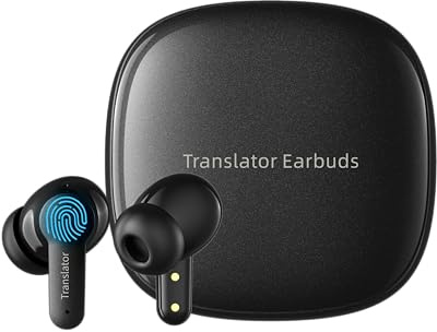 ANFIER Auriculares de traducción 3 en 1, dispositivo traductor de idiomas, 144 idiomas y acentos, traducción en línea, batería de larga duración, adecuado para viajes, negocios, color negro M3