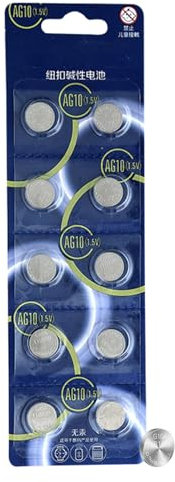 Lot de 10 piles bouton AG13 pour montre - Piles de 1,5 V de grande capacité - Batterie électronique durable pour jouets de manette