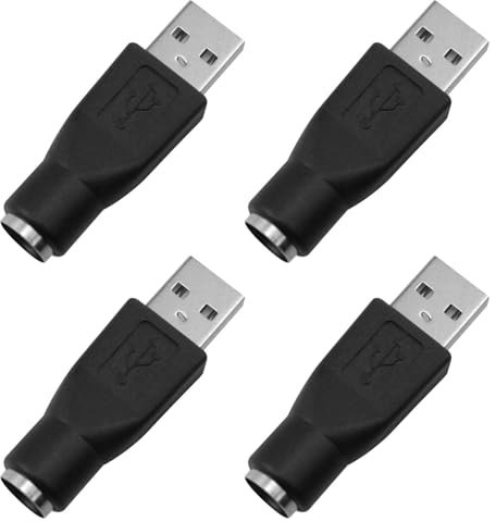 Dsjnf 4 Pack USB to PS2 Adapter, PS/2 Female to USB Male Converter, Black, PS2 to USB Adapter for Mouse and Keyboard