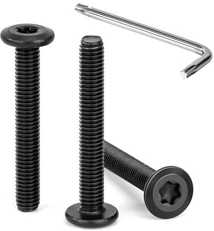Tunejoy 30 Pièces Vis à Tête Plate Torx Noir M5 x 35 mm Vis à Six Pans Creux en Acier Inoxydable A2 V2A Boulons de Meubles Hexagonale avec Clé T25 Filetage Complet